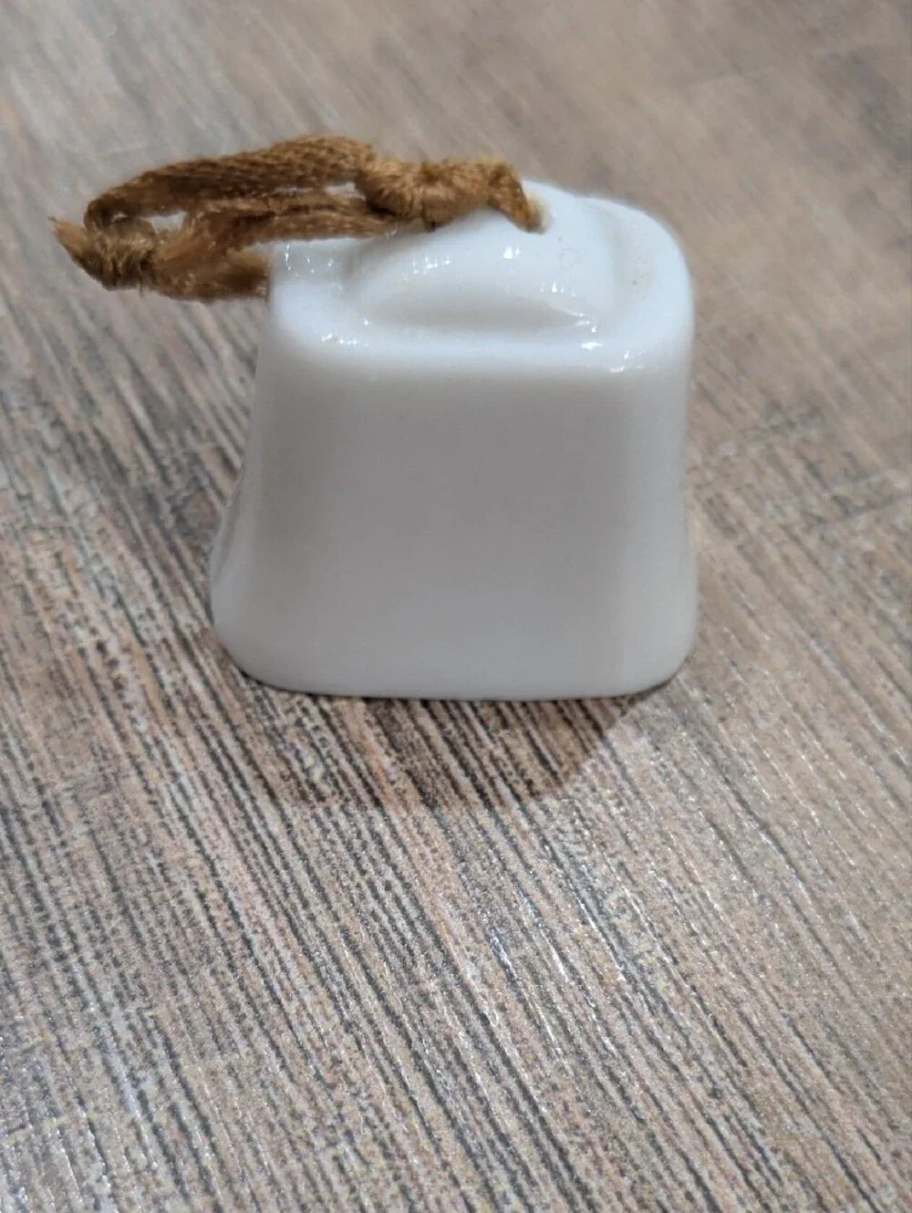 Mini Merry Christmas Ceramic Bell Ornament - White with Red & Green Candles